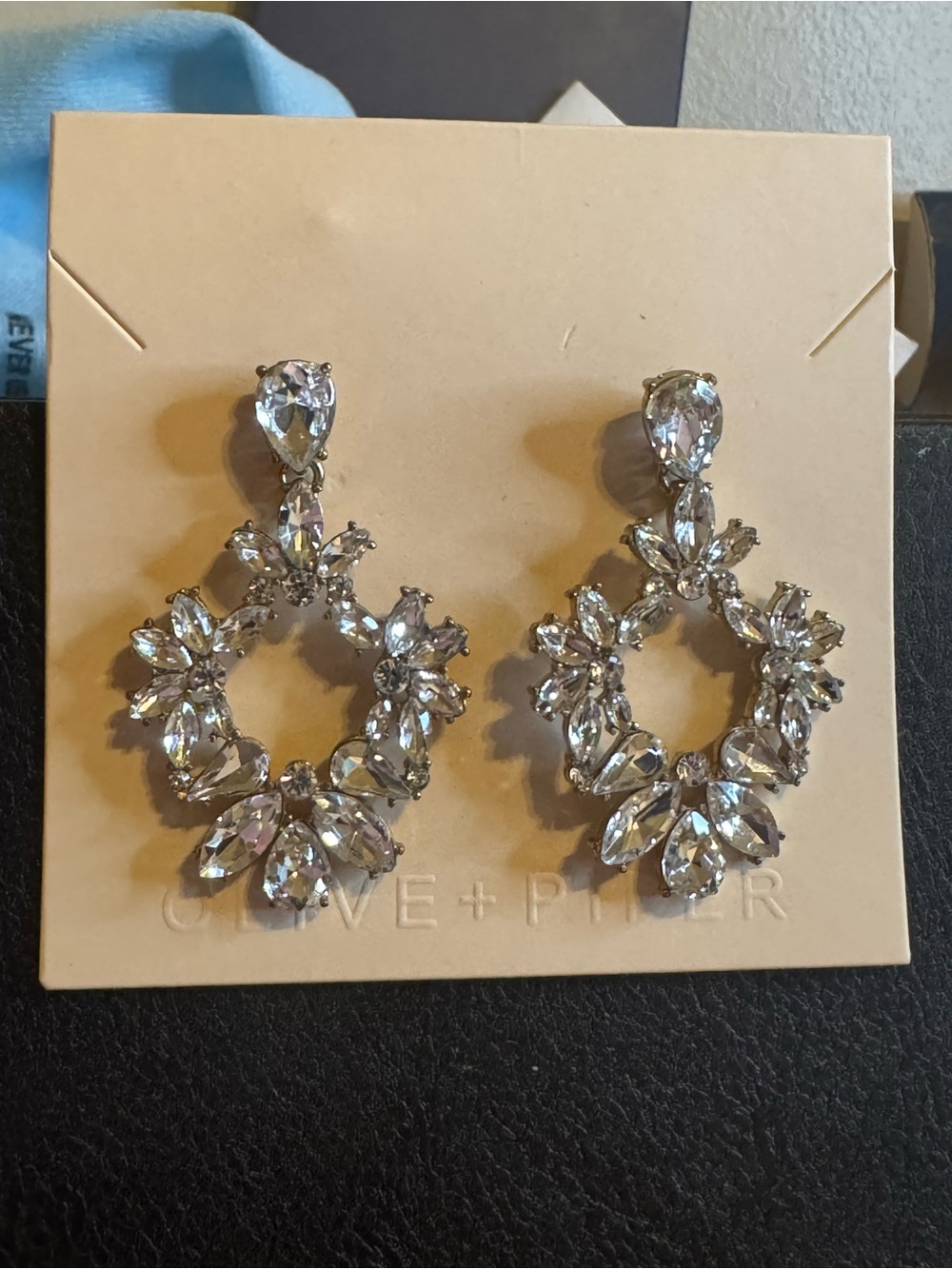 Olive + Piper Silver Crystal Drop Earrings